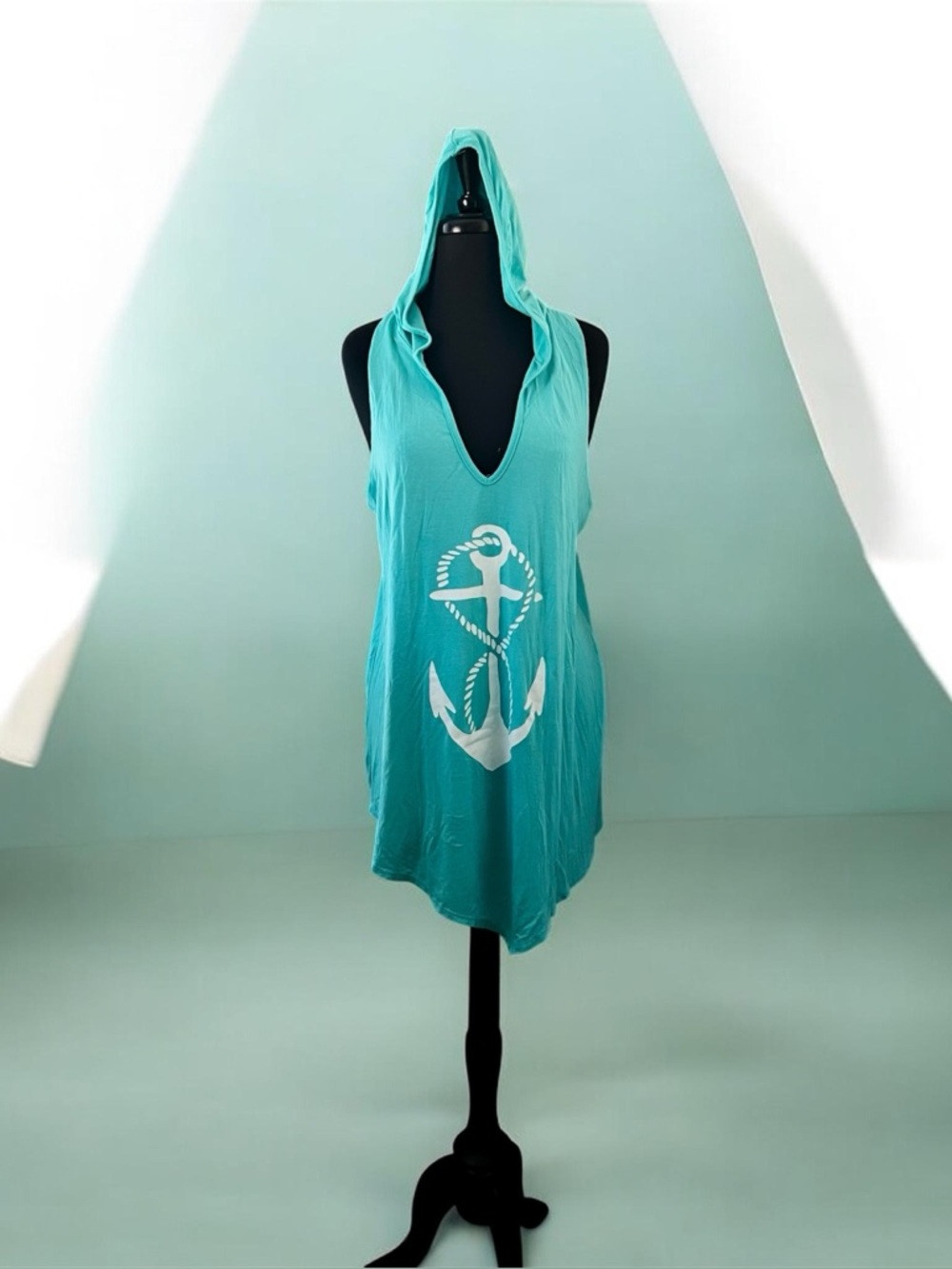 STELLA CRUZ Boho Hooded Beach Cover-Up | Aqua| Size L | Preowned